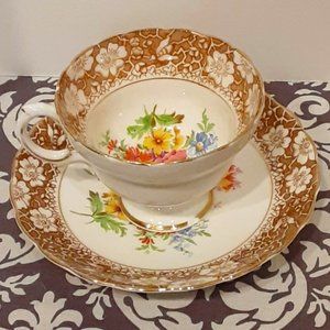 Rosina Bone China Teacup & Saucer Floral Design A5